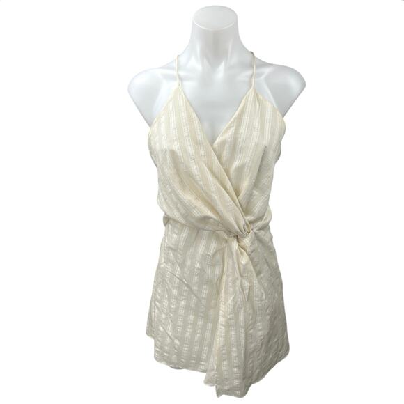 Zara Cream Striped Sleeveless V Neck Knot Cami Sheath Tunic Top Dress Size S - Picture 5 of 10